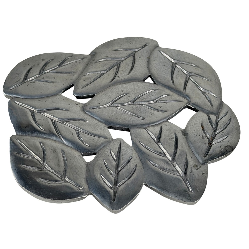Vintage COPCO Cast Aluminum Leaf Trivet Hot Plate Wall Hanging Decor